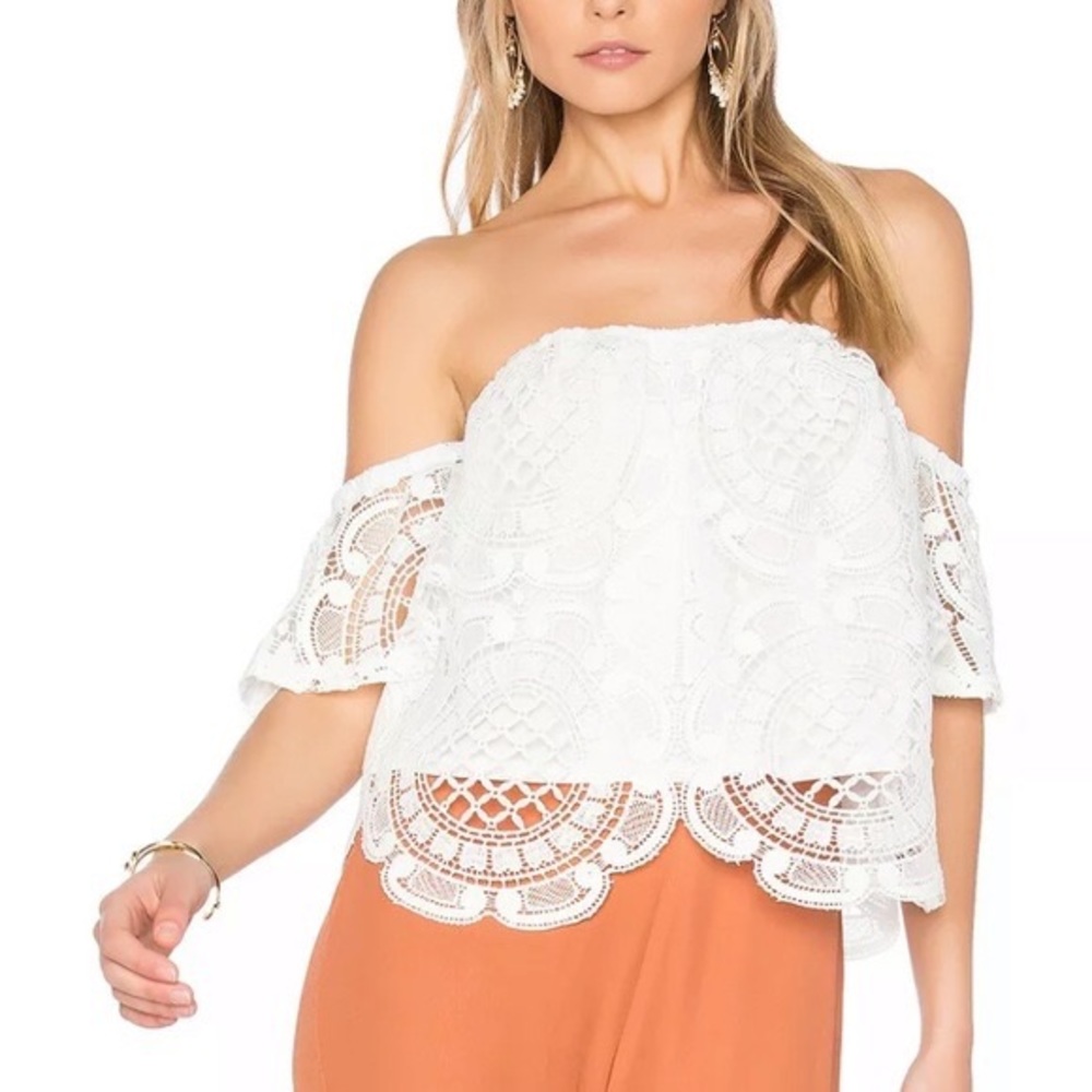 VAVA White Lace Off The Shoulder Blouse